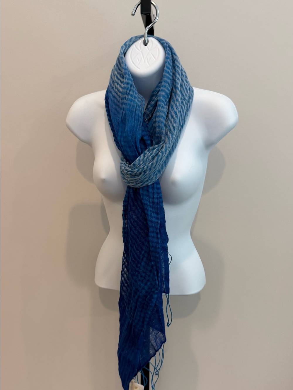 Eileen Fisher Linen Wool and Cashmere Lightweight Blue Gradient Women’s Scarf
